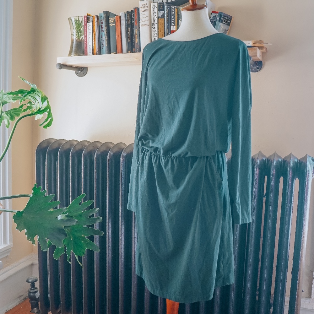 garnet Hill Green 3/4 Sleeve Dress